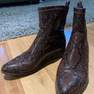 Fake snake skin boots